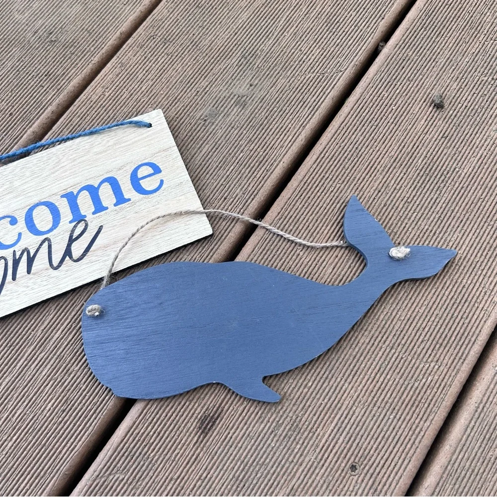 🩶5/$30 Target One Spot Whale Decor Mini Hanging Signs NEW